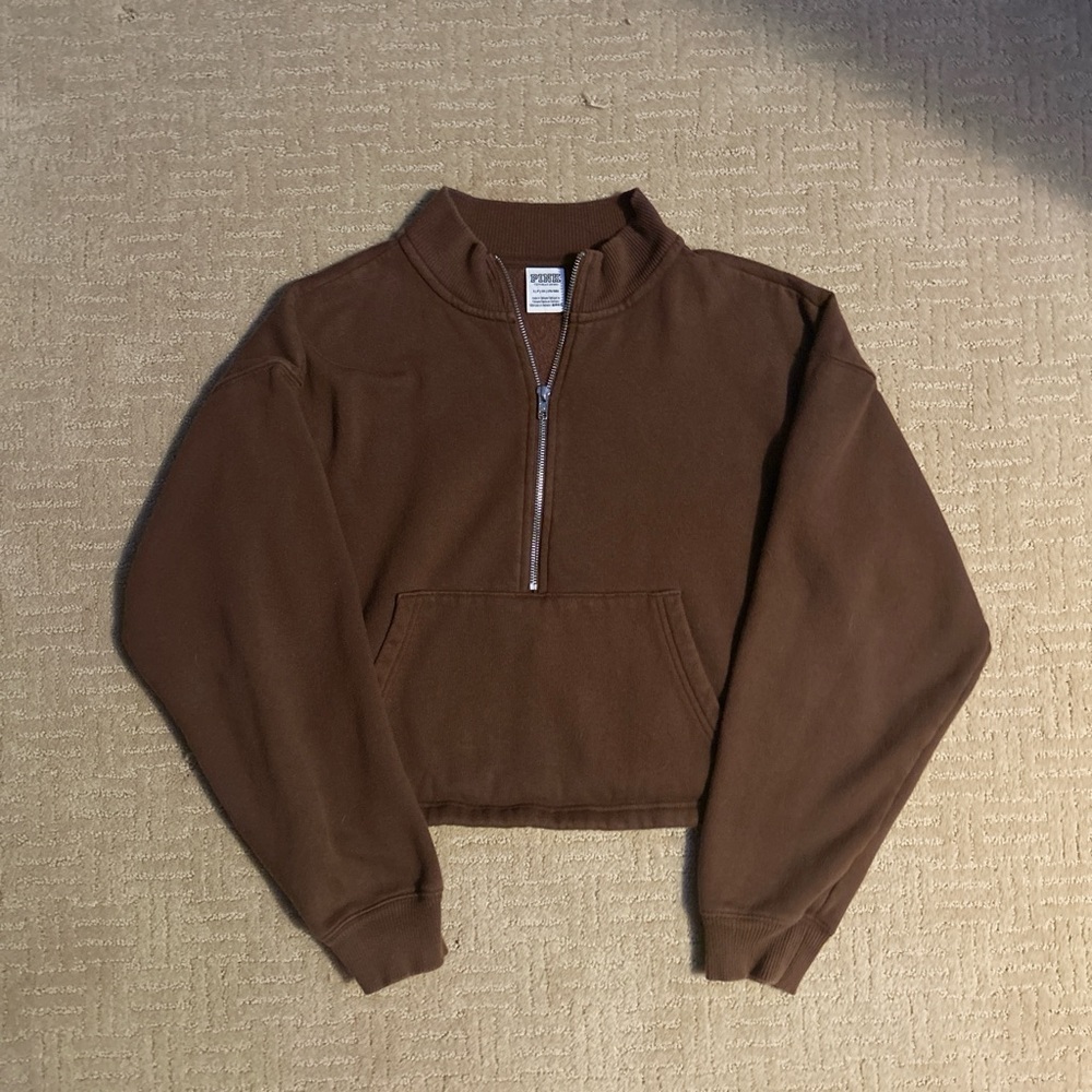 Half-Zip Cropped Sweatshirt VS Pink